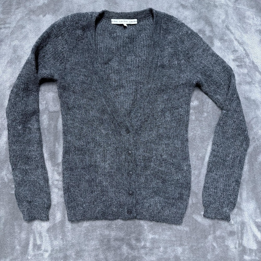 & Other Stories Sweater Womens XS Gray Soft‎ Mohair Blend Knit Button Cardigan